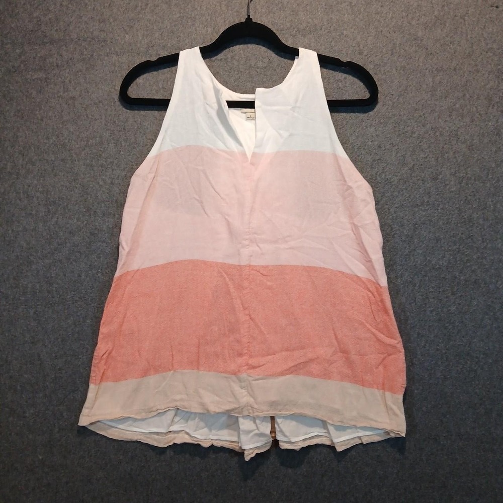 Cremieux L 100% cotton tank beachy nautical vacation resort wear granola ombre
